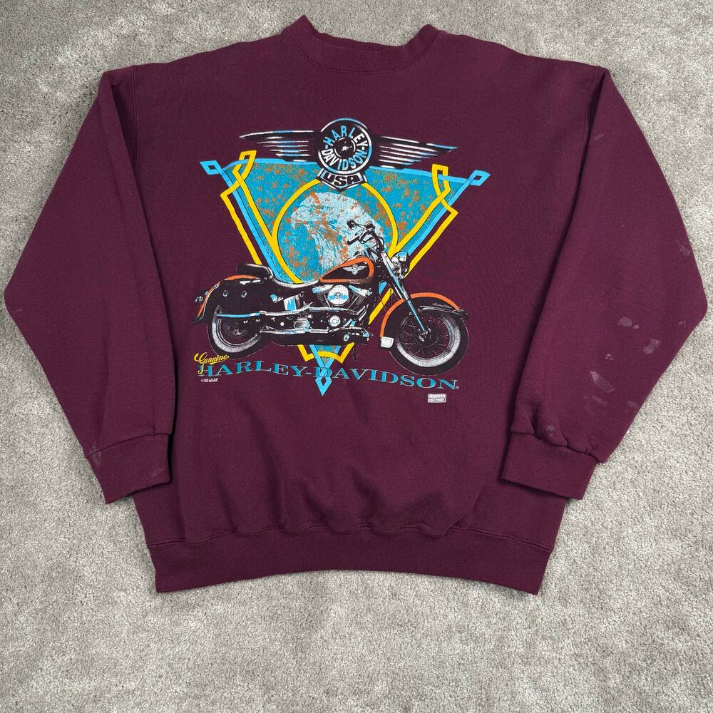 Vtg Harley-Davidson Sweatshirt Size L USA Biker Grunge 90s Eagle Streetwear
